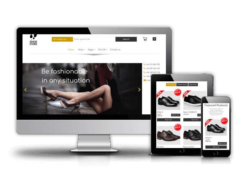 shoe store free ecommerce website templates