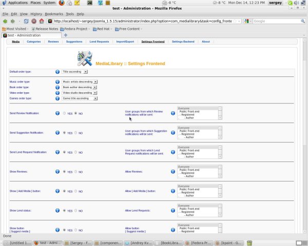 MediaLibrary - Settings frontend MediaLibrary - Settings frontend